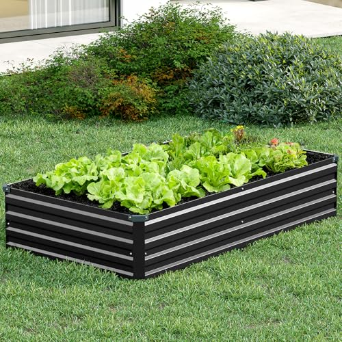 Vengarus 2PCS 9x3x1ft Galvanized Raised Garden Beds Kit,Planter Box Black - color: Black, size: 9x3x1FT(2PCS)