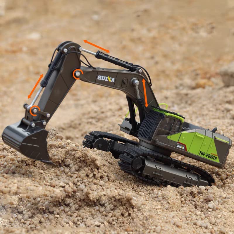 Gemini&Genius Alloy Excavator Model Construction Digger Engineering Vehicle - color: Green