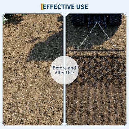 Heavy Duty Drag Harrow 5 ft x 4.5 ft,3/8" Tines & Chain Link Mat - size: 5' x 4.5', 3/8" Dia