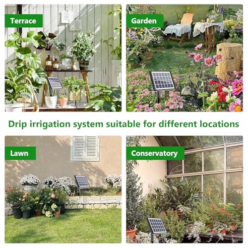 82FT Solar Drip Irrigation System Kit, Auto Watering for 30 Pots - size: 82FT Irrigation System-30 Pot