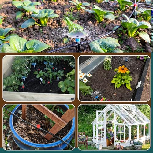 110FT Quick-Connect Drip Irrigation Kit, Garden Watering System DIY Automatic Irrigation Equipment Set for Lawn Raised Bed Greenhouse Plant Watering with 1/4'' Tubing, Drip Emitters, Connectors - size: 110FT Quick-Connect