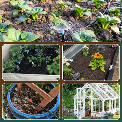 110FT Quick-Connect Drip Irrigation Kit, Garden Watering System DIY Automatic Irrigation Equipment Set for Lawn Raised Bed Greenhouse Plant Watering with 1/4'' Tubing, Drip Emitters, Connectors - size: 110FT Quick-Connect