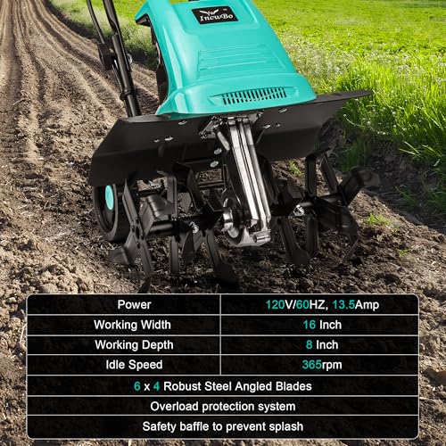 IncwBo 16'' 13.5AMP Corded Electric Garden Roto Tiller Cultivator Powerful - size: 13.5 AMP-16 INCH