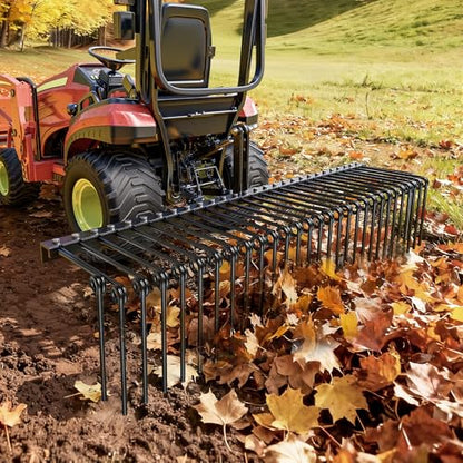 YITAMOTOR 72" Tow Behind Landscape Rake, 3 Point Pine Straw Rake for CAT 1 - size: 72 Inch - Black
