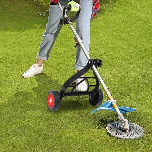 String Trimmer Wheel Attachment, 26mm-28mm Applicable Outer Diameter, Support Wheels Portable Lawn Mower Auxiliary Wheels, Wheel Mower Attachment for Cordless Weed Wacker Walk Behind Brush Cutter