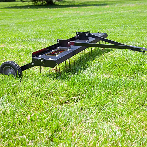Brinly 48" Tow Behind Grass Dethatcher, Removes Thatch on Large Lawns in Less Time - Flat Black - color: Flat Black