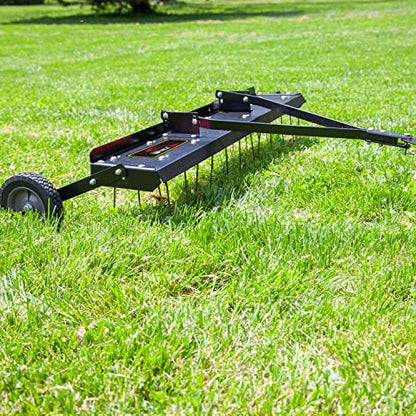 Brinly 48" Tow Behind Grass Dethatcher, Removes Thatch on Large Lawns in Less Time - Flat Black - color: Flat Black