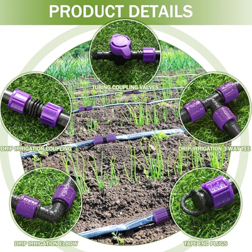 Tondiamo 1000' 5/8 Inch Drip Tape Irrigation Tubing Kit 8 Mil 6" Spacing Garden Hose Watering Tube Line Automatic Equipment for Garden Irrigation System Farms, Landscape, Lawn - size: 1000', 8 Mil