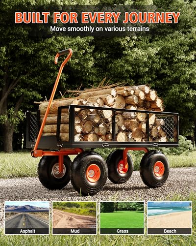 Steel Garden Cart Heavy Duty Utility Wagon with Sides, 500 lbs - size: 500LBS