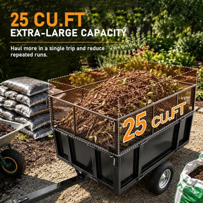 1000LBS Heavy Duty Utility Dump Trailer, 25 Cu.Ft ATV Trailer Dump Cart