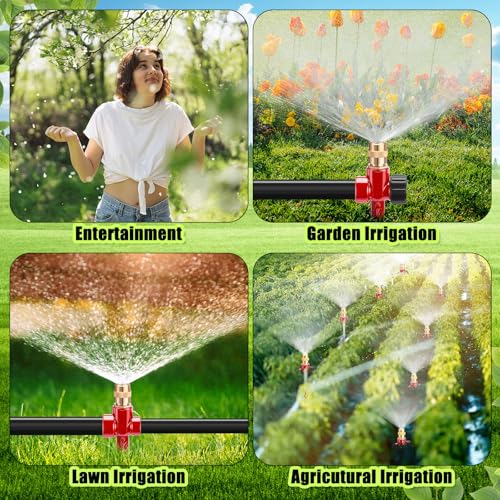 Tioncy 4 Pack Metal Lawn Sprinklers with Adjustable Brass Nozzle, Red - color: Red