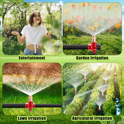 Tioncy 4 Pack Metal Lawn Sprinklers with Adjustable Brass Nozzle, Red - color: Red