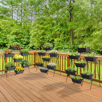 5-Tier Vertical Garden Planter with 7 Plant Boxes & Drainage Trays - color: Black, size: 5-Tier
