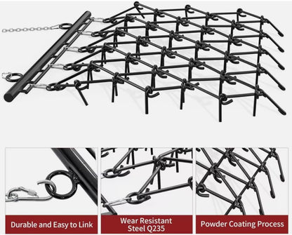 Drag Harrow 5 x 4.5 FT 1/2" Tines for ATV UTVs Lawn Tractors Leveling Heavy Duty