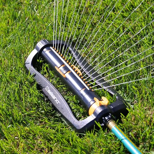 Melnor 65165AMZ XT Turbo Oscillating Sprinkler, 4,500 sq. ft., Quick Connect Bundle, 2-Way Adjustable, Black, Yellow - size: 2-Way Adjustable, style: Standard