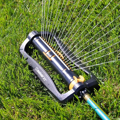 Melnor 65165AMZ XT Turbo Oscillating Sprinkler, 4,500 sq. ft., Quick Connect Bundle, 2-Way Adjustable, Black, Yellow - size: 2-Way Adjustable, style: Standard