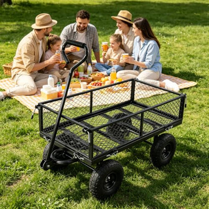 KEIKI Heavy Duty 660 Lbs Capacity Mesh Steel Garden Cart - color: Black