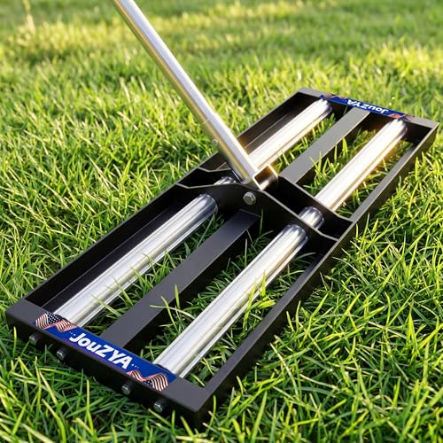 Updated Lawn Leveling Rake 30"x10", Lawn Leveler with Aluminum Rollers | Yard Leveling Rake Stainless Steel with 27-80" Adjustable Handle, Heavy-Duty Lawn Rake Suit for Garden, Golf Lawn, Farm - size: 30''x10'' With Roller (Black)