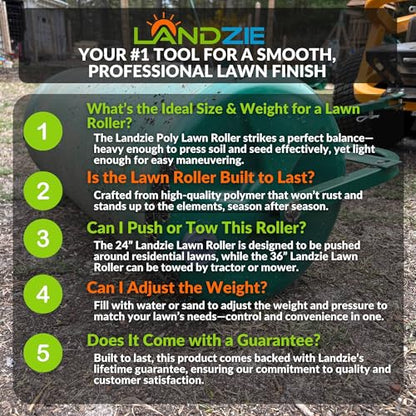 Landzie Lawn Roller 36 Inch, Water Filled Poly Sod Roller - size: 36 Inches