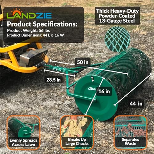 Compost Spreader 44 Inch, Peat Moss & Top Soil Roller - Landzie - size: 44 Inches