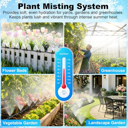 Thiswing 100 FT Dual-Line Misting Cooling System with 24 Brass Nozzles