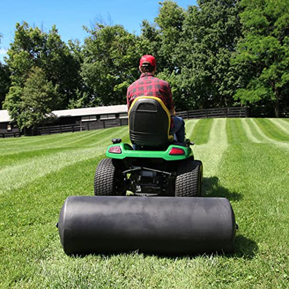 Brinly 485 lb. Tow Behind Poly Lawn Roller with Easy Turn Plug, 18 by 48" - color: Flat Black