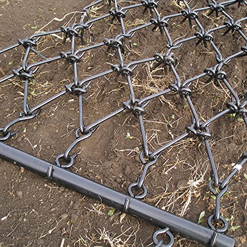 Field Tuff 4 Foot Heavy Duty Steel Durable Chain Rake Field Leveling Drag Harrow Hook Up to ATV, UTV and Utility Tractor, Black - size: 4x4 Foot