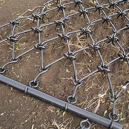 Field Tuff 4 Foot Heavy Duty Steel Durable Chain Rake Field Leveling Drag Harrow Hook Up to ATV, UTV and Utility Tractor, Black - size: 4x4 Foot