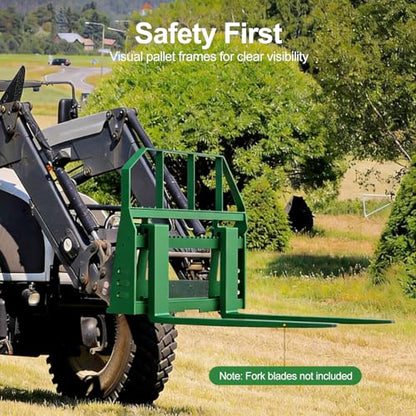 Pallet Forks Quick Attach Pallet Forks 4409 lbs Universal Skid Steer Pallet Fork Attachmen 45“ Pallet Fork Frame for Tractors and Loaders (Green)