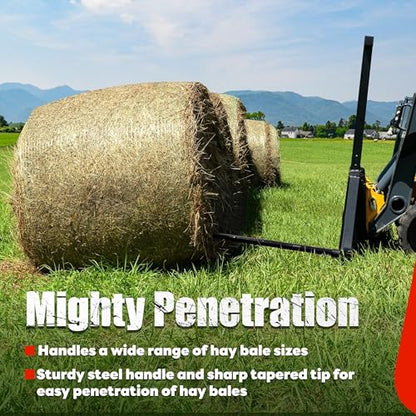 47" Hay Spear Bale Spear Compatible with Buckets Tractors Loaders