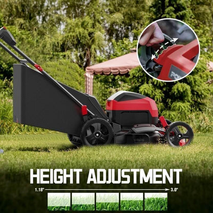 40V Cordless Lawn Mower 17" Walk Behind Mower, 3-in-1 Brushless Push Electric Lawn Mower with 4.0Ah Battery & Charge, 46L Grass Bag, 6 Adjustable Cutting Heights, for Garden/Patio/Yard/Lawn
