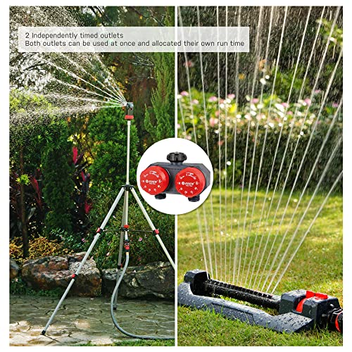 Eden 25124 2-Zone Mechanical Watering Timer, Red, Grey - style: 2-Zone