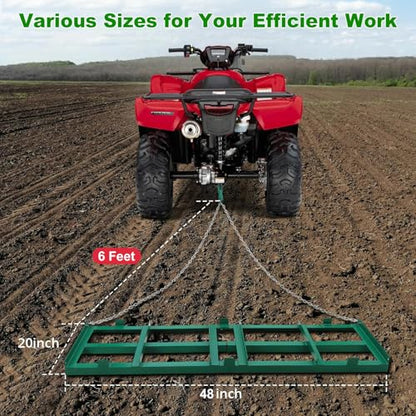 6FT Drag Harrow Driveway Grader with Chain - size: 48*20 inch