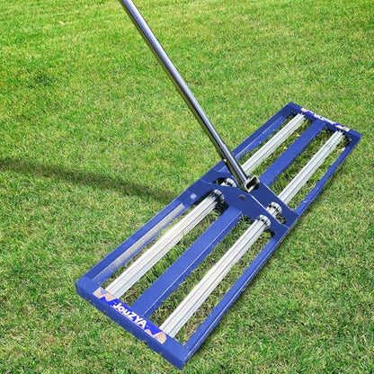 Updated Lawn Leveling Rake 30"x10", Lawn Leveler with Aluminum Rollers - size: 30''x10'' Blue