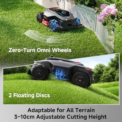 MOVA LiDAX Ultra 3000 AWD Robot Lawn Mower Wire Free RTK Free for up to 0.75 Acre*Dual Maps, 360° 3D LiDAR & AI Dual Vision Mapping, Robotic Mower with 4G, for 80% Slopes, Cutting Height 1.2”–3.9“ - color: 3000 AWD: Mows up to 0.75acre