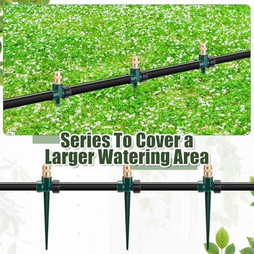 Tioncy 4 Pack Metal Lawn Sprinklers with Adjustable Brass Nozzle, Green - color: Green