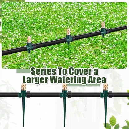 Tioncy 4 Pack Metal Lawn Sprinklers with Adjustable Brass Nozzle, Green - color: Green