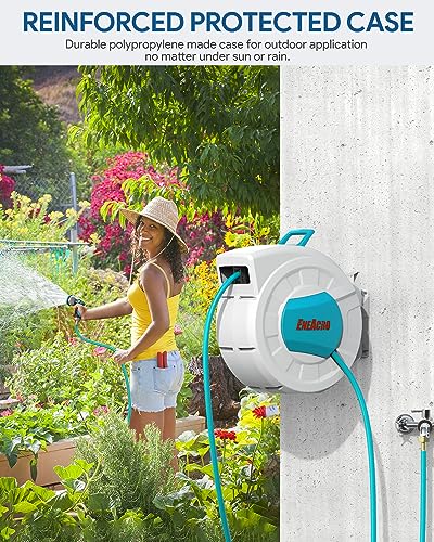 ENEACRO Retractable Garden Hose Reel 1/2"×100ft with Wall Mount