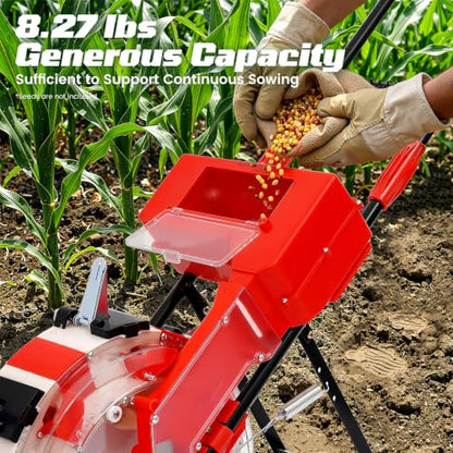 Walk-Behind Row Crop Planter, Hand-Push Garden Seeder with 7 Seed Nozzles - size: 7 Nozzles