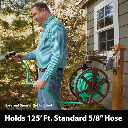 Liberty Garden Single Arm Navigator Hose Reel with Pull Up Latch, Bronze - style: Single Arm, Pull up Latch, Bronze