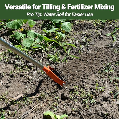 67in Garden Cultivator with Tempered Spring Steel Tines - color: Orange