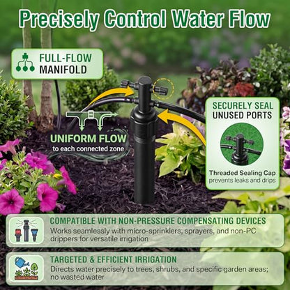 1/4" Drip Irrigation Manifold, Drip Irrigation 4 Port Full-Flow Manifolds - style: 4 Port Full Flow