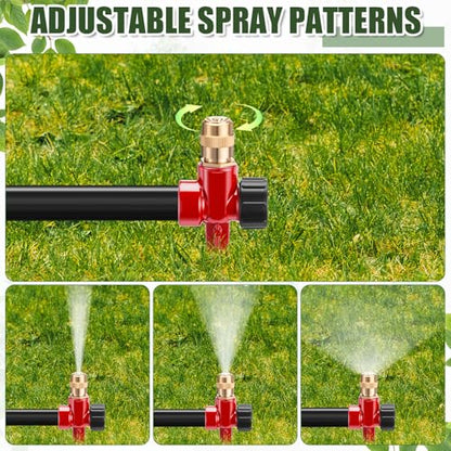 Tioncy 4 Pack Metal Lawn Sprinklers with Adjustable Brass Nozzle, Red - color: Red