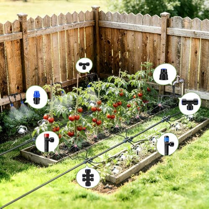 240FT Quick-Connect Drip Irrigation System - size: 40FT 1/2”(OD) Tube + 200FT 1/4”(OD) Tube