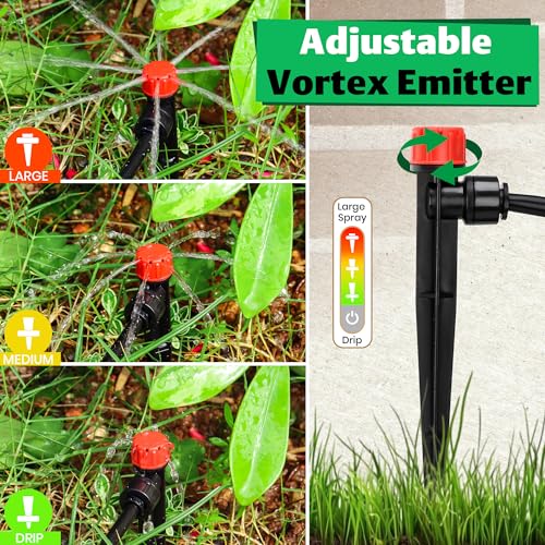 MIXC Quick-Connect Drip Irrigation Emitters for 1/4" Drip Irrigation Tubing - color: Red
