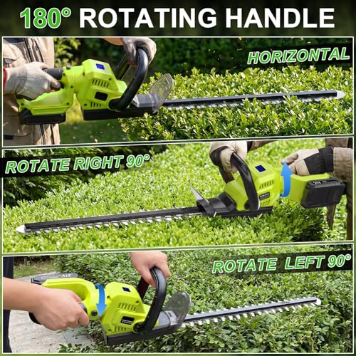 Hedge Trimmer Cordless, 20-Inch for Bushes, 2 Batteries, Lightweight Design