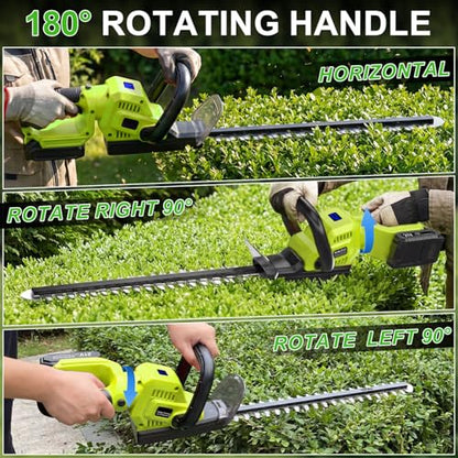 Hedge Trimmer Cordless, 20-Inch for Bushes, 2 Batteries, Lightweight Design