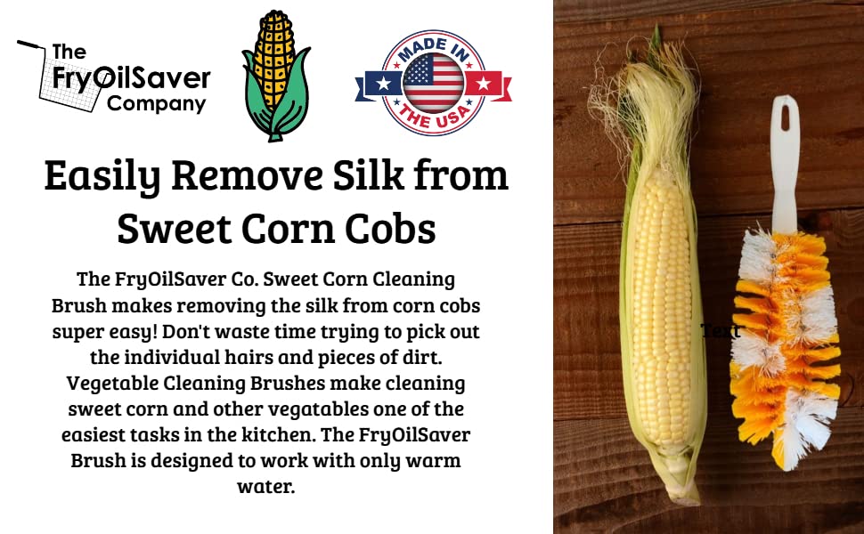 FryOilSaver Corn Silk Remover Brush - Food-Grade, Made in USA