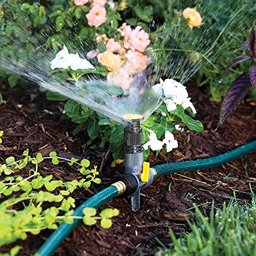Melnor 65185AMZ Multi-Adjustable Spike Sprinkler Set, 3 Pack, Waters Up to 30 Ft. Diameter Each, Adjustable Angle Direction and Distance, Flow-Through Base, Quick Connect Bundle