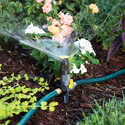 Melnor 65185AMZ Multi-Adjustable Spike Sprinkler Set, 3 Pack, Waters Up to 30 Ft. Diameter Each, Adjustable Angle Direction and Distance, Flow-Through Base, Quick Connect Bundle